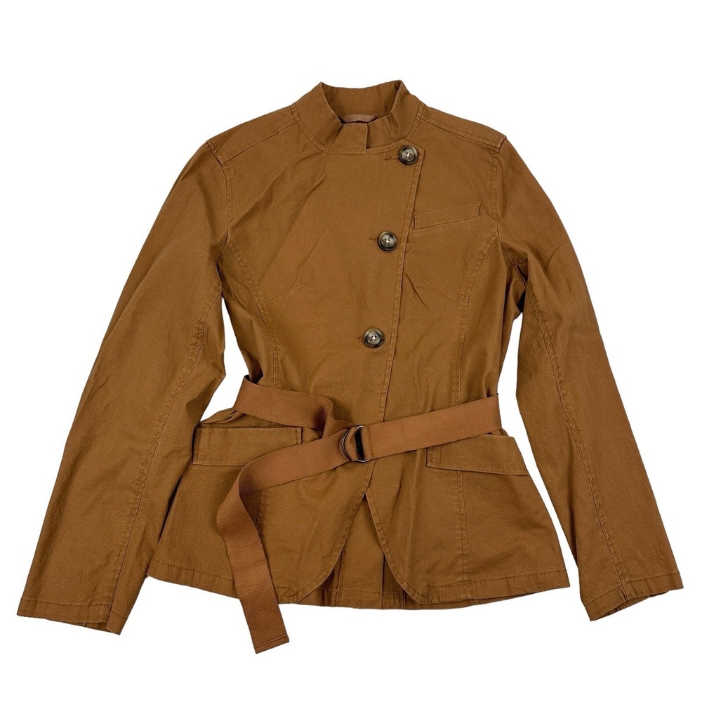 NWT Sundance Journeyer Belted Jacket Camel Tan Cotton Linen Blend Button Front S